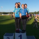 T13 4x100m viestin voittajajoukkue: Elsa Hälli, Sanni Tuominen, Viivi Vuola ja Saara Virkki.